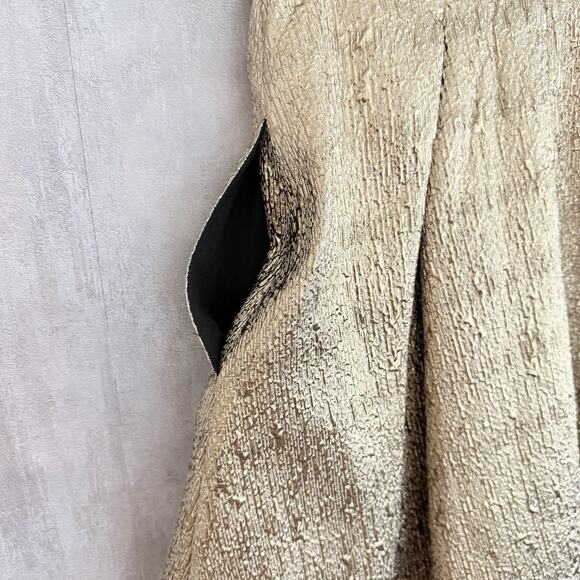 Eliza J Skirt Size 6 A-line Gold Metallic Box Pleat Lined Pockets Maximalist - Picture 11 of 11